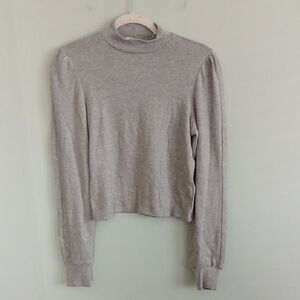 Elie Tahari Women's Light Heather Gray Mock Neck Long Sleeve Top Size Small